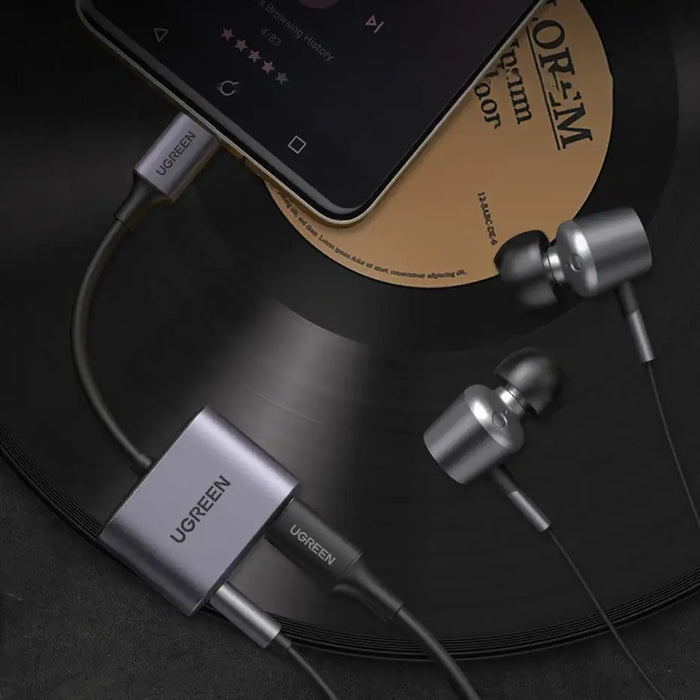 Ugreen audio adapter USB Type C (male) - USB Type C PD QC (female) + 3.5mm mini jack (female) gray (CM231) - USB