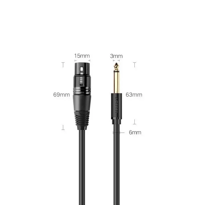 Ugreen audio cable Microphone cable to XLR microphone (female) - 6.35 mm jack (male) 3 m (AV131) - Audio