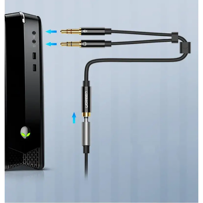 Ugreen AUX splitter cable 3.5 mm mini jack (female) - 2x 3.5 mm mini jack (male - microphone and headphones) black