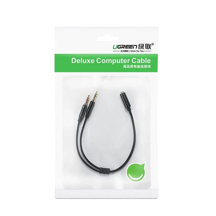 Ugreen AUX splitter cable 3.5 mm mini jack (female) - 2x 3.5 mm mini jack (male - microphone and headphones) black