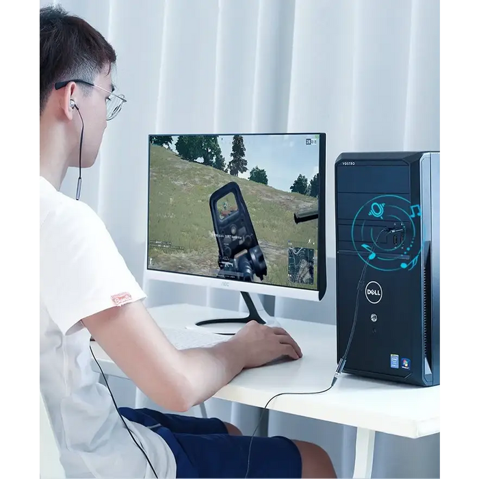 Ugreen AUX splitter cable 3.5 mm mini jack (female) - 2x 3.5 mm mini jack (male - microphone and headphones) black