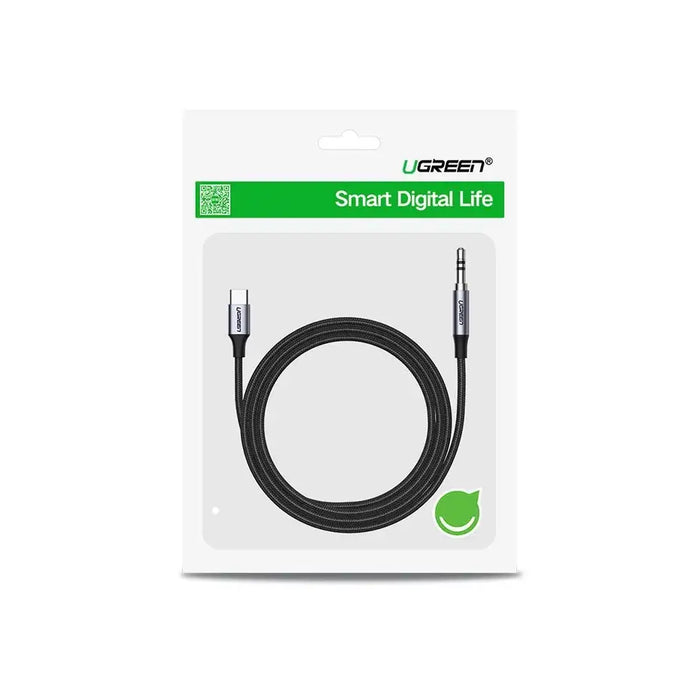 Ugreen AUX stereo audio cable 3.5 mm mini jack - USB Type C for tablet phone 1m black (CM450 20192) - Audio