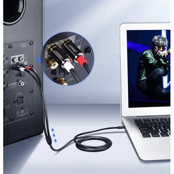 Ugreen AV116 10590 audio mini jack cable 3.5 mm (male) / 2RCA (male) 3m - black - Audio cables<<<HurtelXML