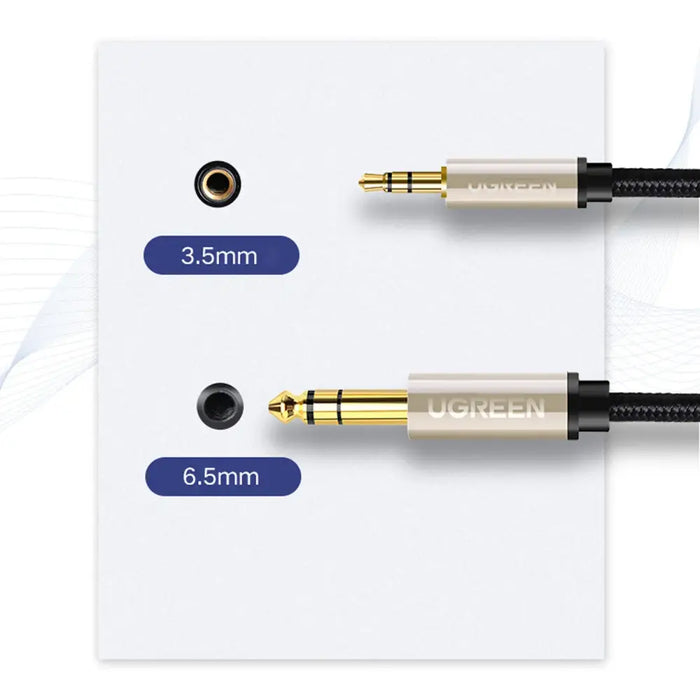 Ugreen AV127 10628 audio TRS cable mini jack 3.5mm / jack 6.35mm 2m - gray - Audio cables<<<HurtelXML