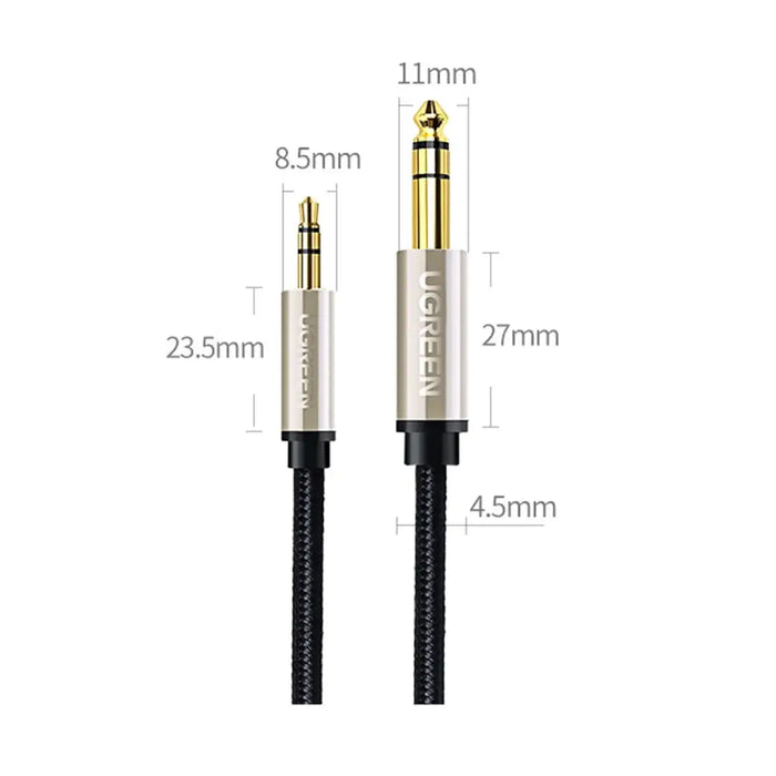 Ugreen AV127 10629 audio TRS cable mini jack 3.5mm / jack 6.35mm 3m - gray - Audio cables<<<HurtelXML
