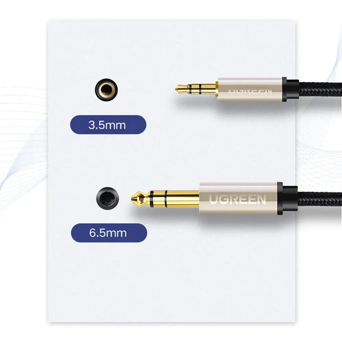 Ugreen AV127 10630 audio TRS cable mini jack 3.5mm / jack 6.35mm 5m - gray - Audio cables<<<HurtelXML
