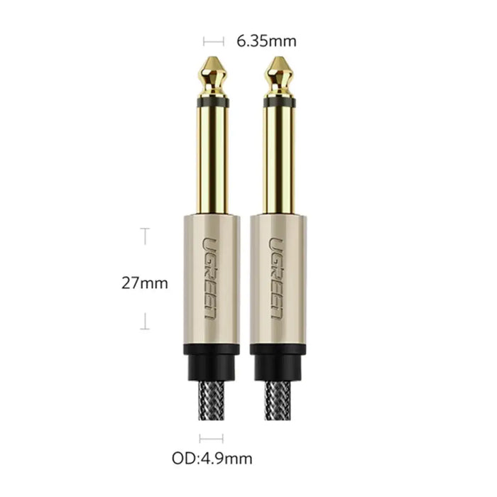 Ugreen AV128 10640 mono TS cable 6.35mm jack / 6.35mm jack 5m - gray - Audio cables<<<HurtelXML