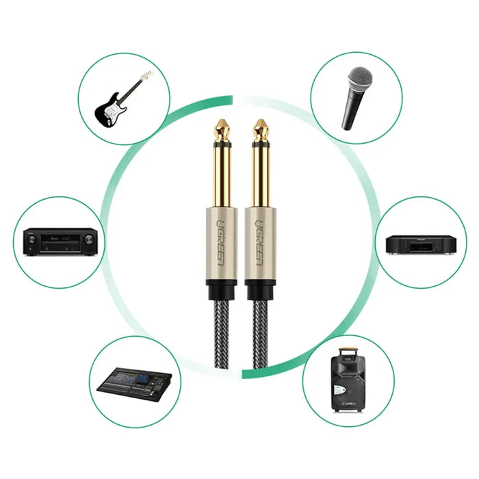 Ugreen AV128 10640 mono TS cable 6.35mm jack / 6.35mm jack 5m - gray - Audio cables<<<HurtelXML