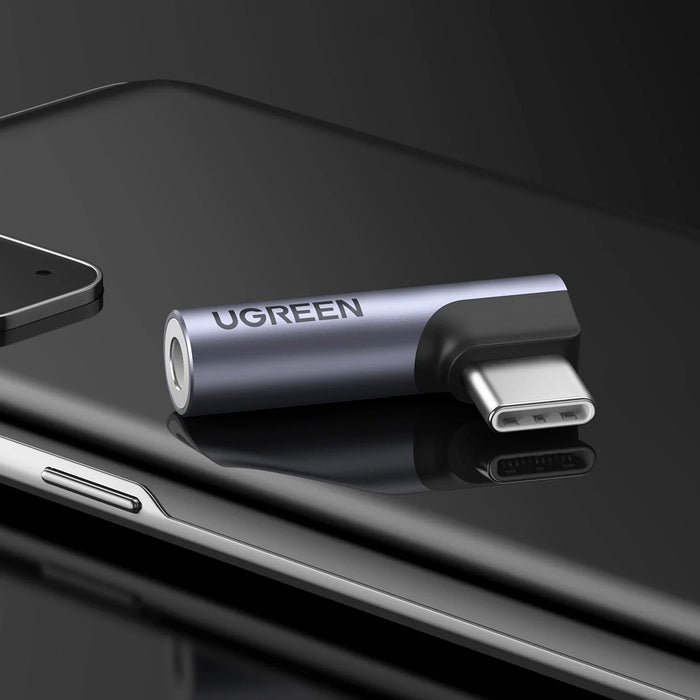 Ugreen AV154 80384 USB-C adapter (male) angled / mini jack 3.5mm (female) - gray - USB adapters<<<HurtelXML