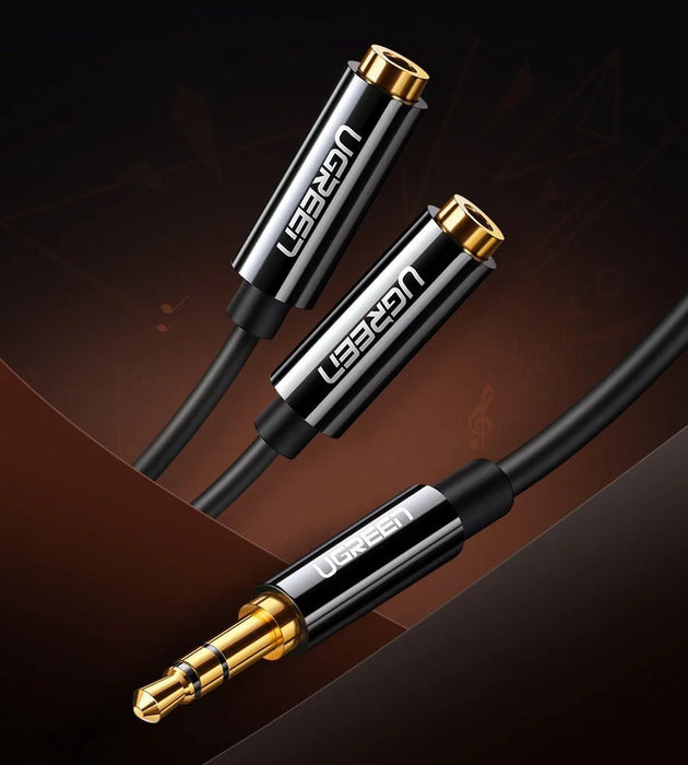 Ugreen cable 3.5 mm headphone splitter mini jack AUX 25cm black (20816) - Audio cables<<<HurtelXML