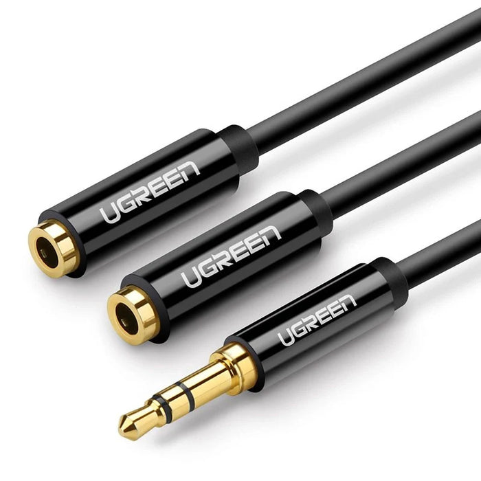 Ugreen cable 3.5 mm headphone splitter mini jack AUX 25cm black (20816) - Audio cables<<<HurtelXML