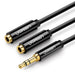 Ugreen cable 3.5 mm headphone splitter mini jack AUX 25cm black (20816) - Audio cables<<<HurtelXML