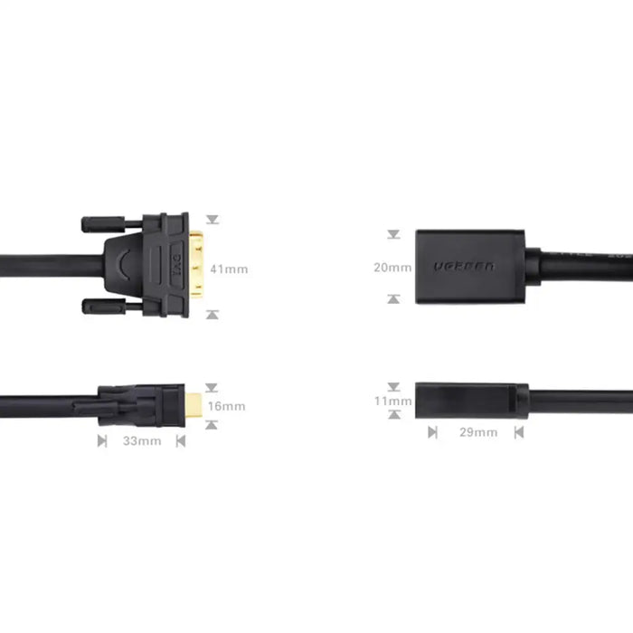 Ugreen cable adapter cable DVI (male) - HDMI (female) 0.15m black (20118) - Video cables<<<HurtelXML