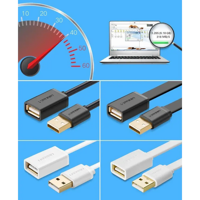 Ugreen cable adapter USB (female) - USB (male) 2m black (10316) - Cell phone