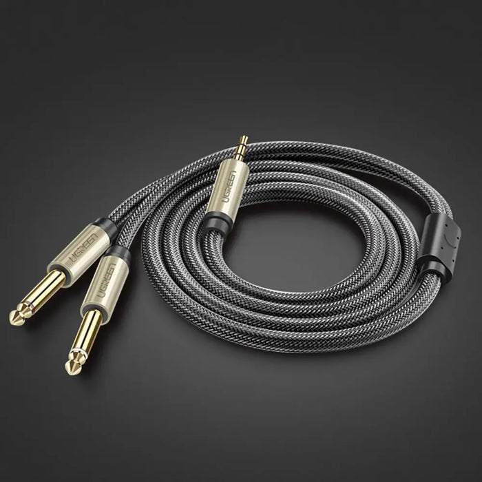 Ugreen cable audio cable mini jack 3.5 mm - 2 x jack 6.35 mm 1m gray (AV126) - Audio cables<<<HurtelXML