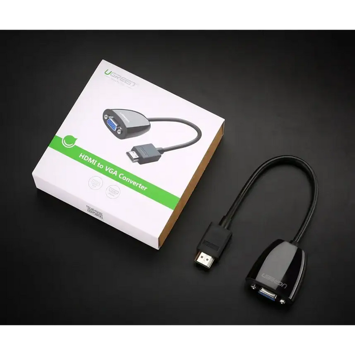 Ugreen Cable Cord Adapter Unidirectional HDMI (Male) to VGA (Female) FHD Black (MM105 40253) - Video
