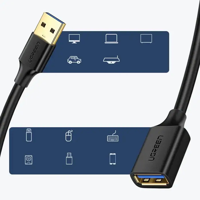 Ugreen cable extension cable USB 3.0 (female) - USB 3.0 (male) adapter 1m black (10368) - Cell phone cables<<<HurtelXML
