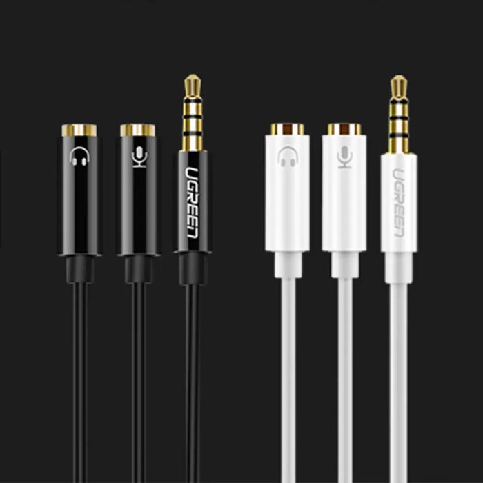 Ugreen cable cable headphone splitter mini jack 3.5 mm - 2 x mini jack 3.5 mm (microphone + stereo output) black