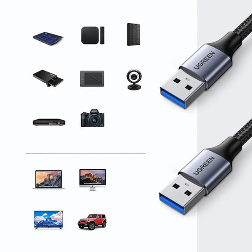 Ugreen cable USB cable - USB 3.0 5Gb/s 1m gray (US373) - Cell phone cables<<<HurtelXML