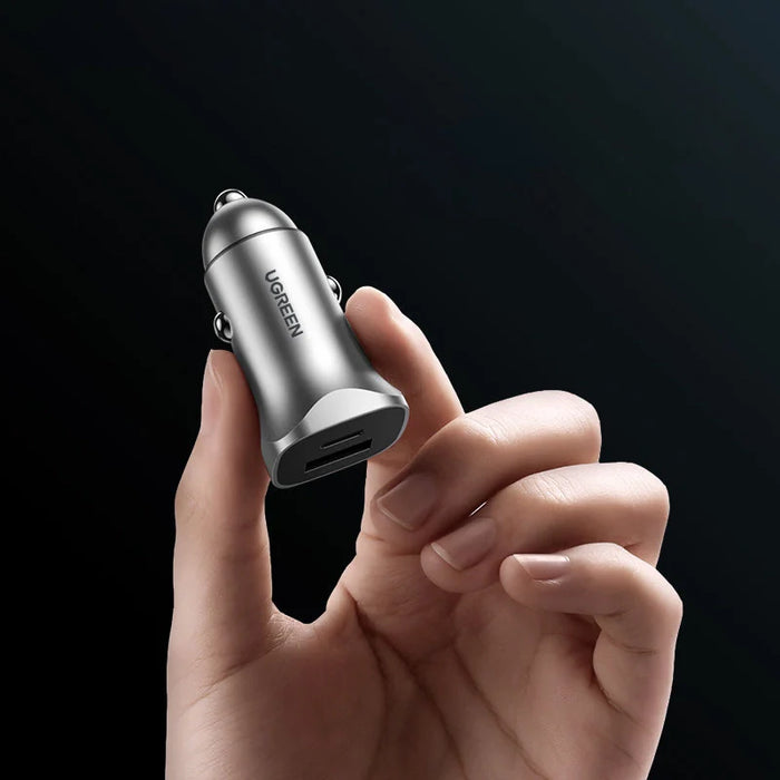 Ugreen Car Charger USB Type C / USB 24W Power Delivery Quick Charge Gray (30780) - Cell phone USB charger<<<HurtelXML
