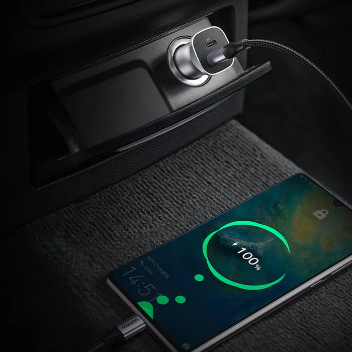 Ugreen Car Charger USB Type C / USB 24W Power Delivery Quick Charge Gray (30780) - Cell phone USB charger<<<HurtelXML