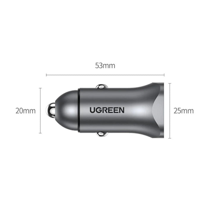 Ugreen Car Charger USB Type C / USB 24W Power Delivery Quick Charge Gray (30780) - Cell phone USB charger<<<HurtelXML