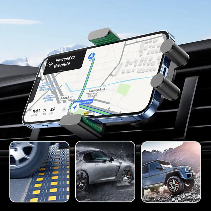 Ugreen Car Qi Wireless Charger 15W Car Phone Holder on Ventilation Grille Black (40118 CD256) - Cell phone USB