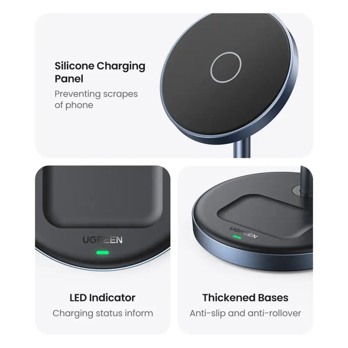Ugreen CD317 MagSafe / Qi 2in1 charging station - black - Cell phone USB charger<<<HurtelXML