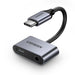 Ugreen CM193 50596 audio adapter two-port USB-C (male) - mini jack 3.5mm / USB-C (female) - gray - USB