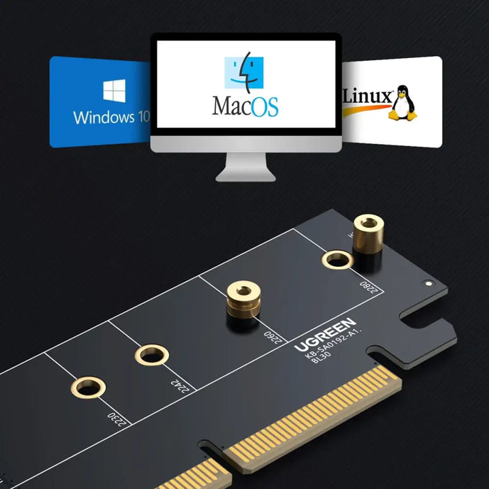 Ugreen CM465 PCIe 4.0 x4 to M.2 NVMe M-Key Expansion Card - Black - Disk adapters<<<HurtelXML