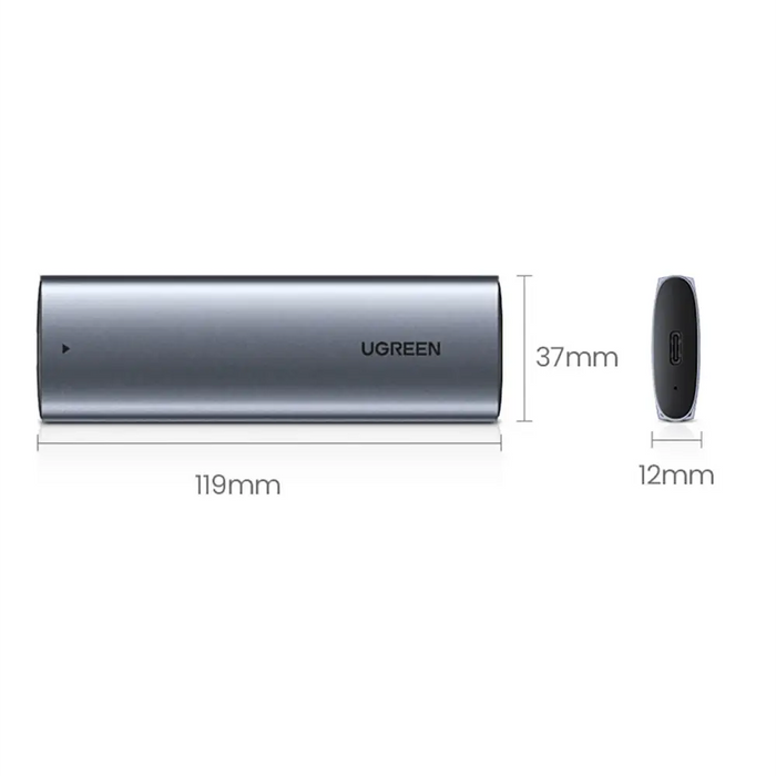 Ugreen CM578 15512 enclosure for M.2 NVMe 10Gbps drive - black + USB-C / USB-A cable + USB-C / USB-C cable - Disk