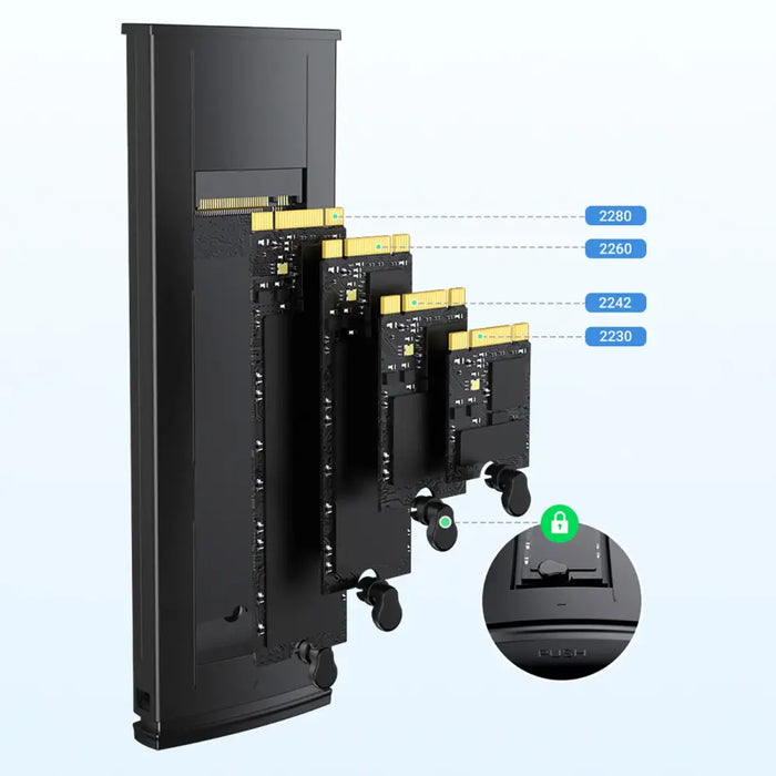 Ugreen CM578 15512 enclosure for M.2 NVMe 10Gbps drive - black + USB-C / USB-A cable + USB-C / USB-C cable - Disk