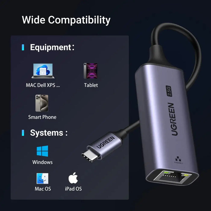 Ugreen CM648 USB-C to RJ45 Ethernet 2.5G adapter - gray - USB adapters<<<HurtelXML&&&Exhibition product<<<HurtelXML
