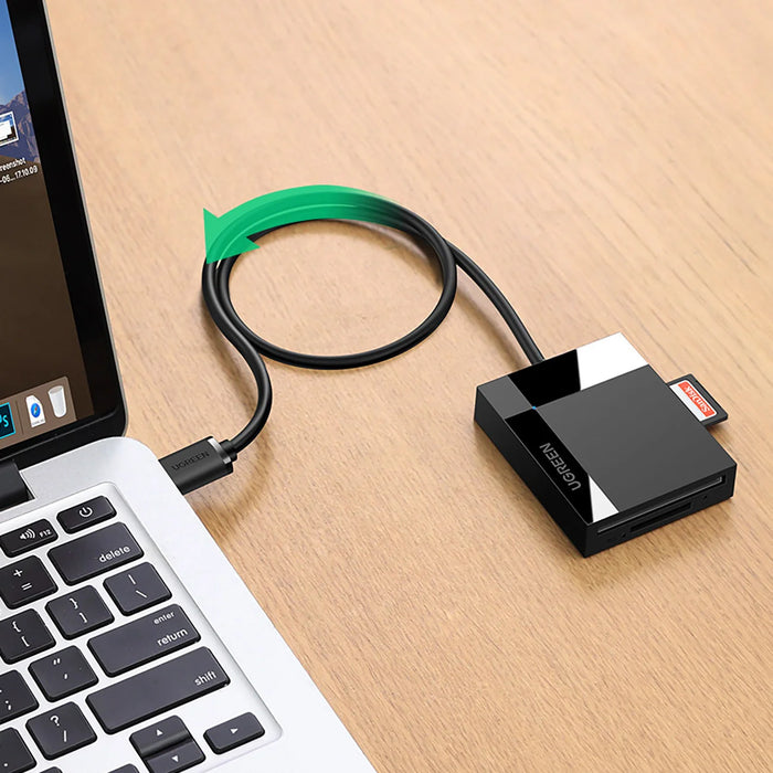 Ugreen CR125 30231 SD / micro SD / CF / MS memory card reader with 1m USB 3.0 cable - black - Flash card