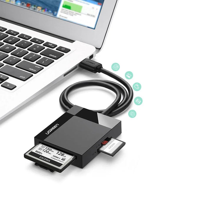 Ugreen CR125 30231 SD / micro SD / CF / MS memory card reader with 1m USB 3.0 cable - black - Flash card