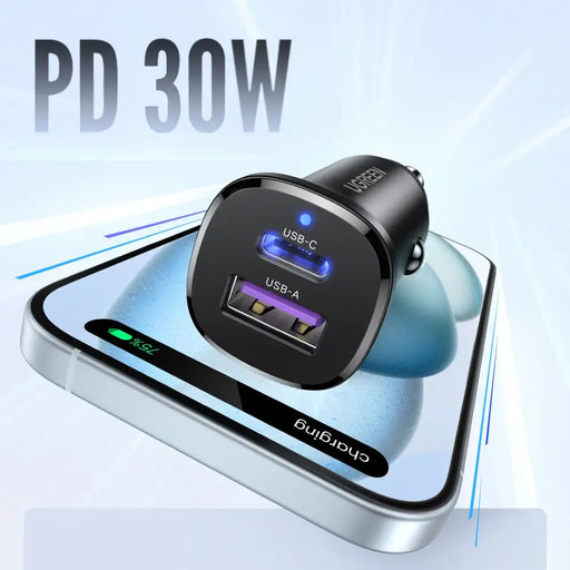 Ugreen EC305 25845 car charger USB-C USB-A 30W - black - Cell phone USB charger<<<HurtelXML