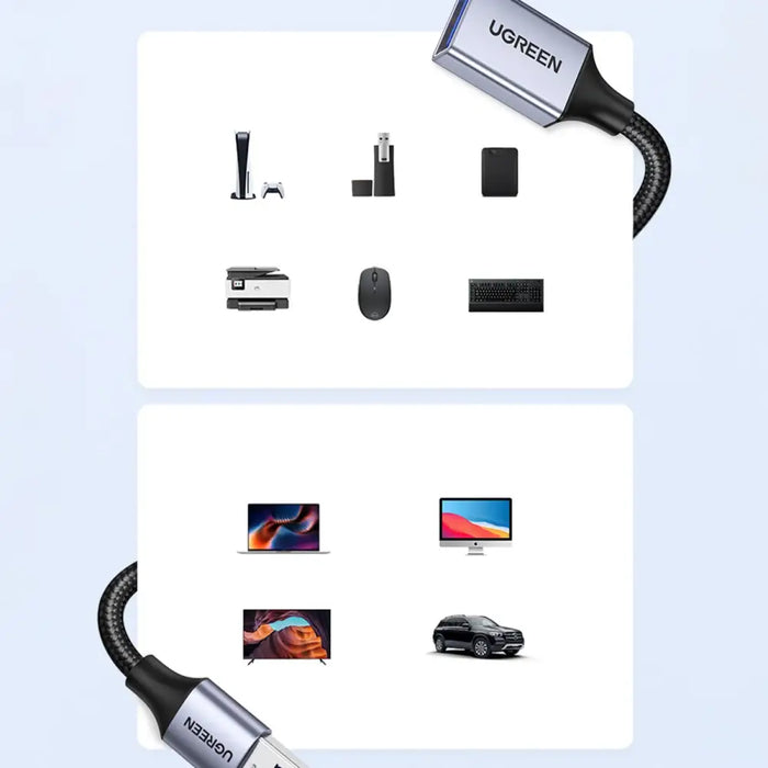 Ugreen extension cord adapter cable USB (male) - USB (female) 3.0 5Gb/s 2m gray (US115) - Cell phone cables<<<HurtelXML