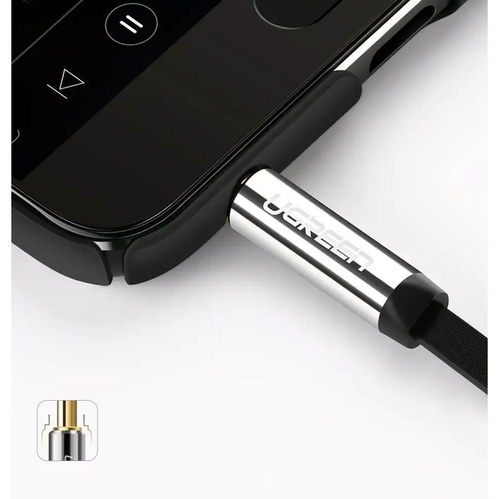 Ugreen flat angled cable AUX audio cable 3.5 mm mini jack 0.5 m black (AV119 10596) - Audio cables<<<HurtelXML