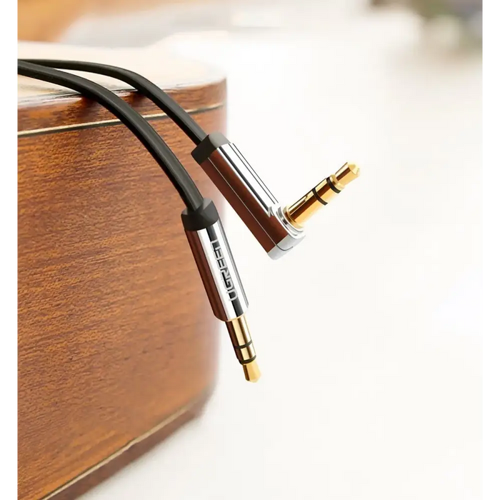 Ugreen flat angled cable AUX audio cable 3.5 mm mini jack 0.5 m black (AV119 10596) - Audio cables<<<HurtelXML