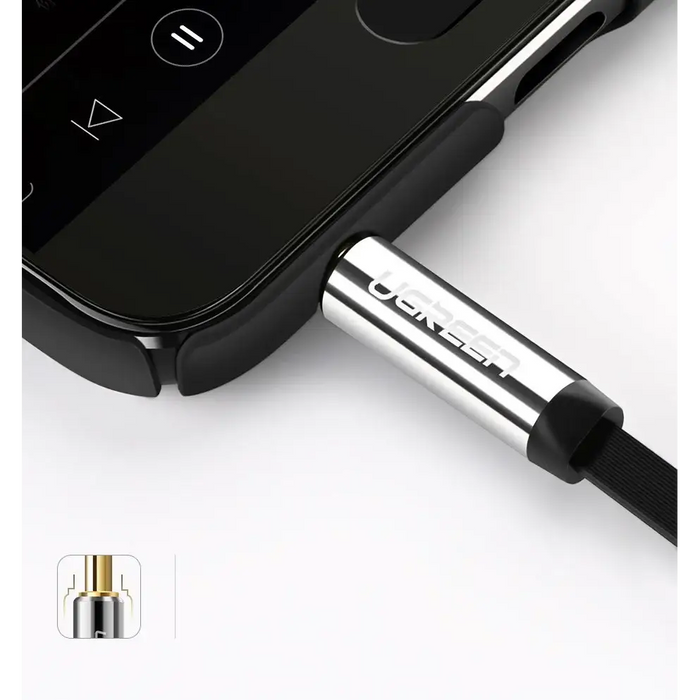 Ugreen flat cable AUX audio cable 3.5 mm mini jack 5m silver (10729) - Audio cables<<<HurtelXML
