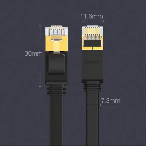 Ugreen Flat Cable Internet Network Cable Ethernet Patchcord RJ45 Cat 7 STP LAN 10 Gbps 10m Black (NW106 11265)