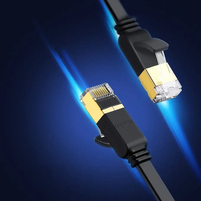 Ugreen Flat Cable Internet Network Cable Ethernet Patchcord RJ45 Cat 7 STP LAN 10 Gbps 3m Black (NW106 11262) - Network
