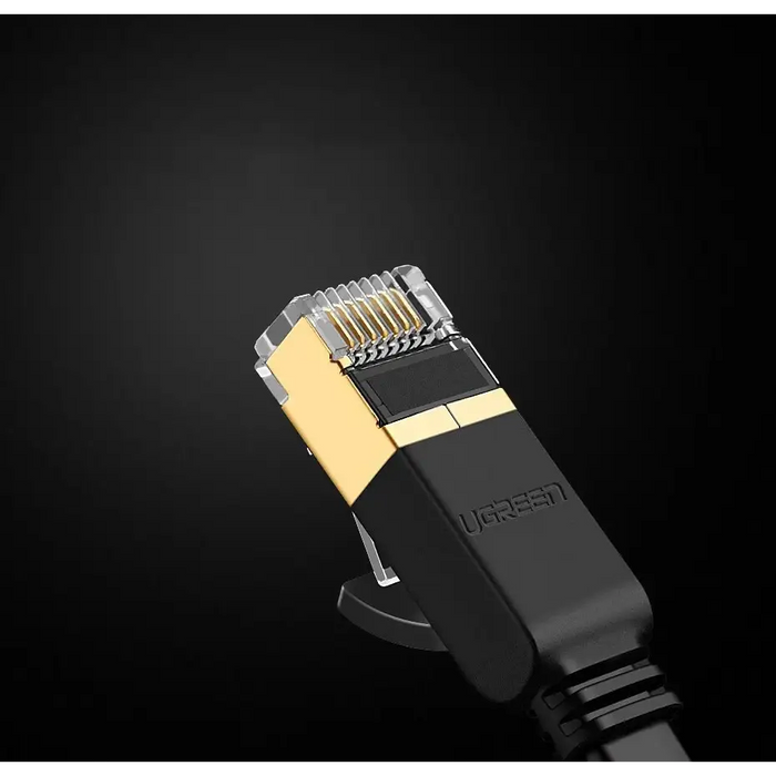 Ugreen Flat Cable Internet Network Cable Ethernet Patchcord RJ45 Cat 7 STP LAN 10 Gbps 10m Black (NW106 11265)