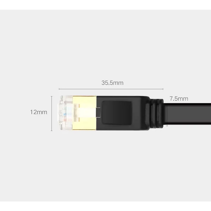 Ugreen Flat Cable Internet Network Cable Ethernet Patchcord RJ45 Cat 7 STP LAN 10 Gbps 10m Black (NW106 11265)