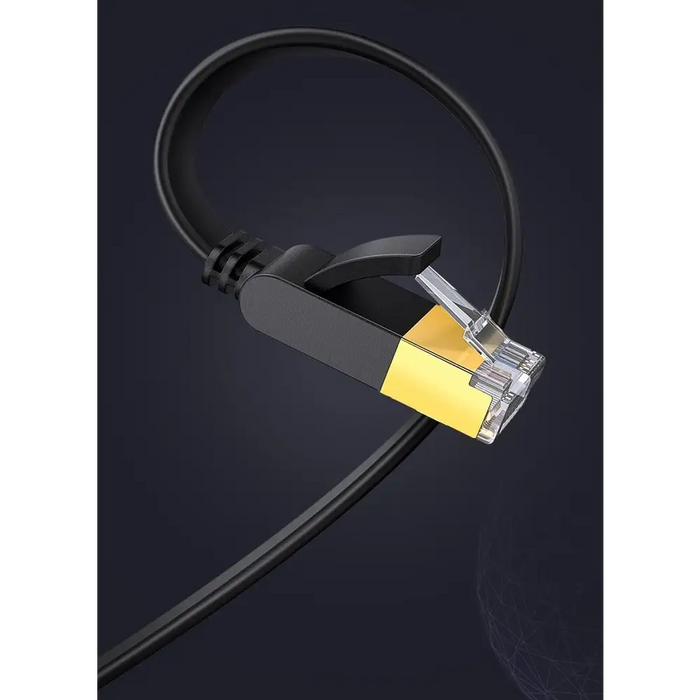 Ugreen Flat Cable Internet Network Cable Ethernet Patchcord RJ45 Cat 7 STP LAN 10 Gbps 10m Black (NW106 11265)