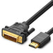 Ugreen HD106 DVI 24 + 1 pin / HDMI FHD 60Hz cable 1.5m - black (11150) - Video cables<<<HurtelXML&&&Адаптери<<<Компютър
