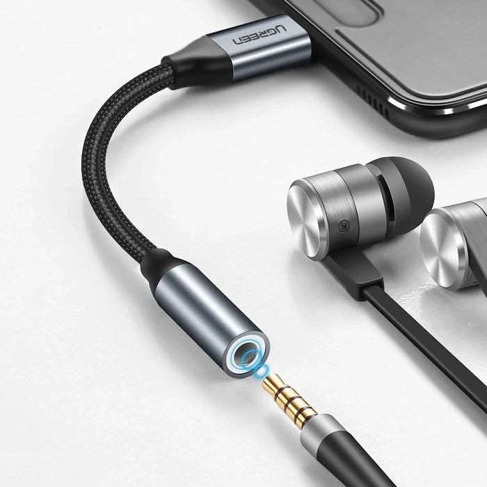 Ugreen Headphone Adapter with 3.5mm mini jack to USB Type C 10cm gray (30632) - USB adapters<<<HurtelXML
