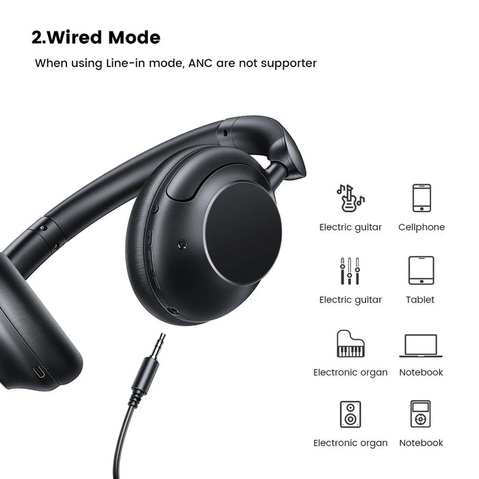 Ugreen HP202 HiTune Max5 on-ear wireless headphones with hybrid ANC noise reduction - black - Headphones