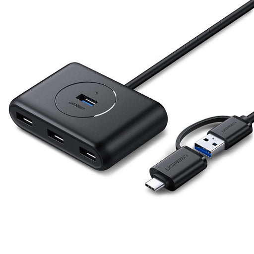 Ugreen HUB 4in1 USB-C - 4xUSB 3.0 5Gb/s 1m black (CR113) - USB hubs<<<HurtelXML&&&USB хъбове и адаптери<<<Компютърна