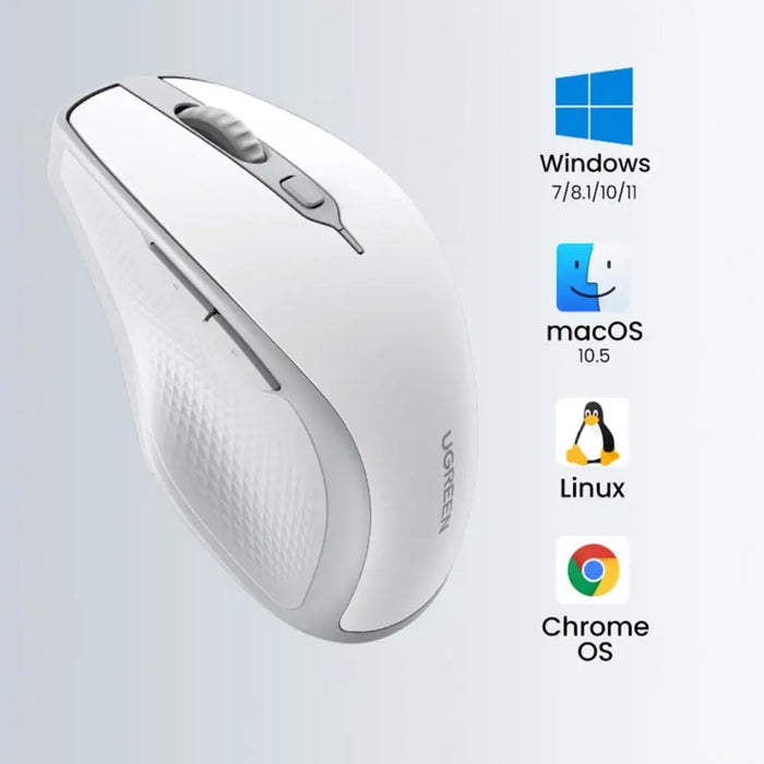 Ugreen MU101 ergonomic wireless mouse Bluetooth / 2.4 GHz - white - Other office accessories<<<HurtelXML